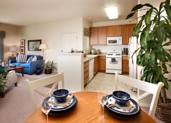 kitchen at Sumida Gardens Apartments, Santa Barbara, CA