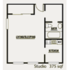  Floor Plan Studio B - 80% AMI