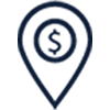 a blue rectangle with a white background and