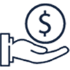 a dark blue background with a white border