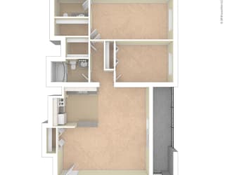 Heritage Park Apartments Two Bed 1.5 BA Floor Plan