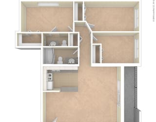 Heritage Park Apartments Three Bed 1.5 BA Floor Plan