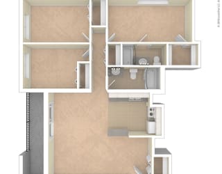 Heritage Park Apartments Three Bed 2 BA Floor Plan