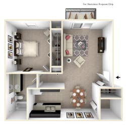 1-Bed/1-Bath, Magnolia Floor Plan 1-Bed/1-Bath, Magnolia Floor Plan at Cordoba Apartments, Michigan