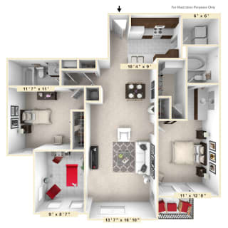 The Madison - 2 BR 2 BA Floorplan at Enclave Apartments, Midlothian, 23114