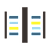 A graphic with two columns, each containing three horizontal bars in shades of blue and yellow.