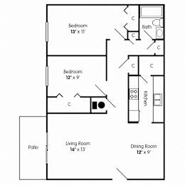 Floor Plan Two Bedroom Apartment