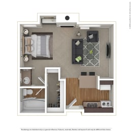 Studio 0 Bed 1 Bath Floor Plan at Cornerstone Apartments, Canoga Park, 91304
