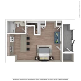 Studio Floor Plan at Independence Plaza, Canoga Park, California