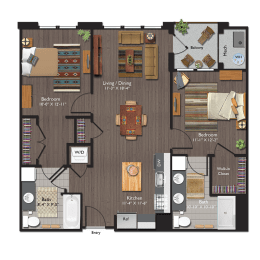 C1  Floor Plan at Valley and Bloom, Montclair, New Jersey