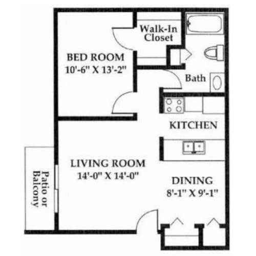 Floor Plan  1 Bedroom Standard