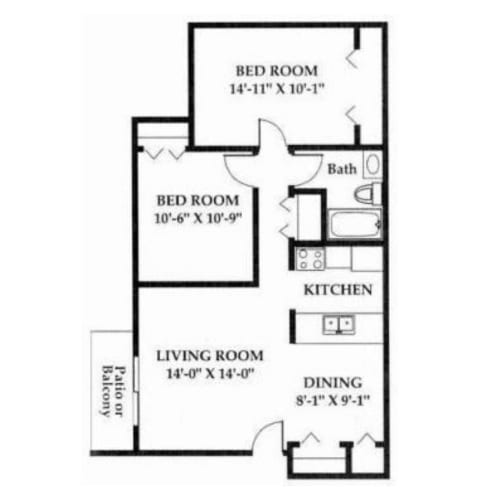 Floor Plan  2 Bedroom Standard