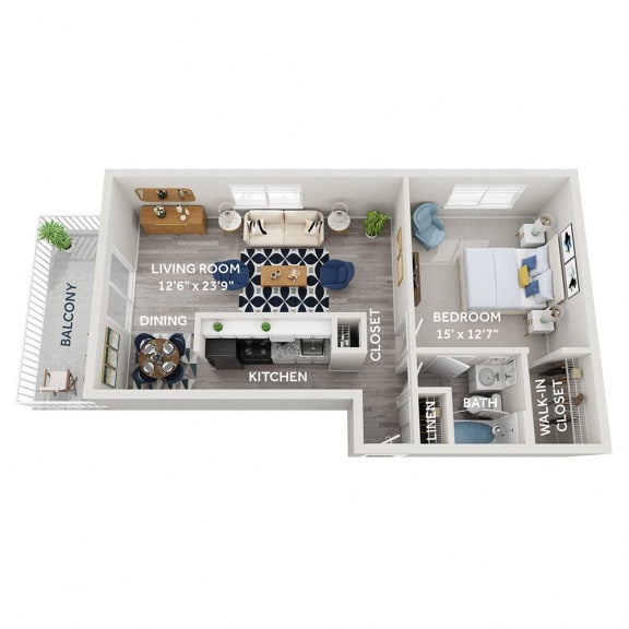 a 3 bedroom floor plan with a bathroom and a living room at The Heights Apartments, Cincinnati, 45220