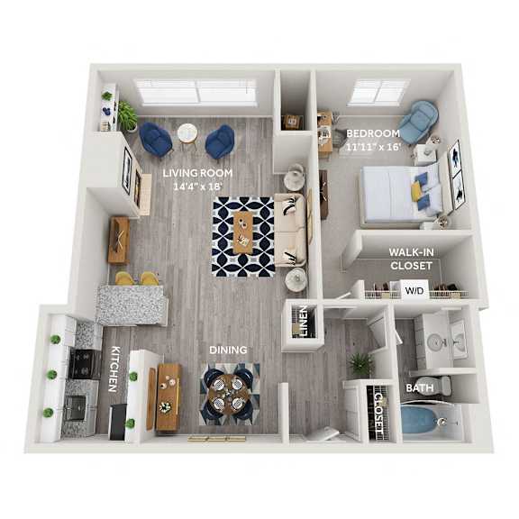 a 1 bedroom floor plan  503 square feet at The Heights Apartments, Cincinnati, 45220