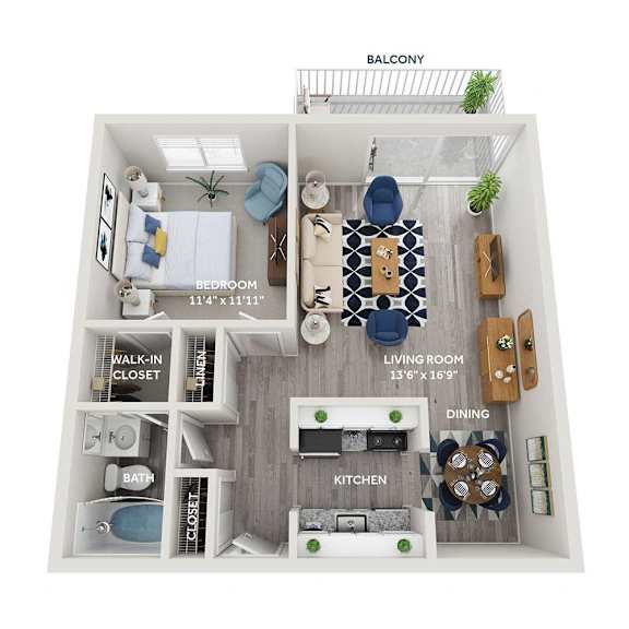 a 1 bedroom floor plan  950 square feet at The Heights Apartments, Cincinnati, 45220