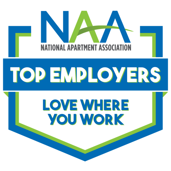 an image of the naa top employers logo with a green background and a blue and white
