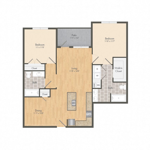 2 bedroom 2 bath apartment close to USM at The Met Apartment Homes, Hattiesburg