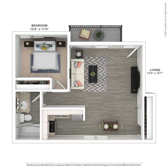 Floor Plan  West Park Village 608sf 1x1 at West Park Village, Los Angeles