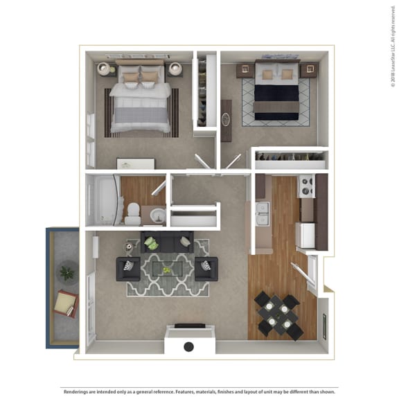 2BR/1BA 2 Bed 1 Bath Floor Plan at Cornerstone Apartments, California