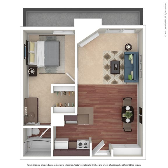 1BR/1BA A 1 Bed 1 Bath Floor Plan at Chatsworth Pointe, Canoga Park