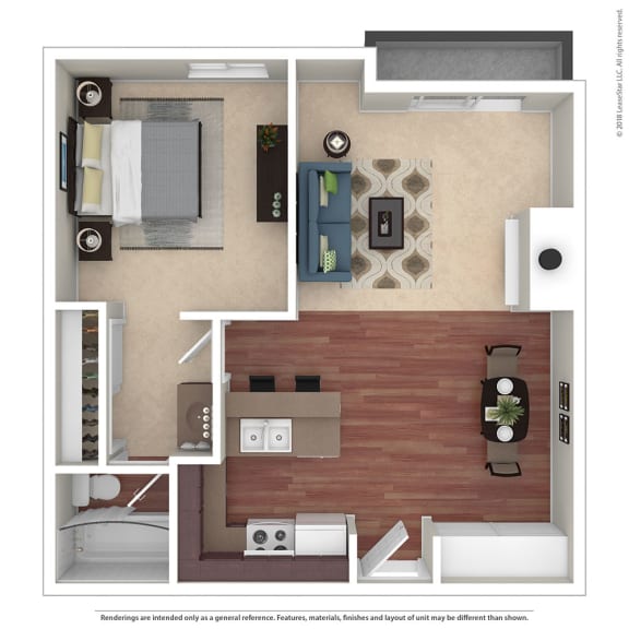 1BR/1BA B 1 Bed 1 Bath Floor Plan at Chatsworth Pointe, California
