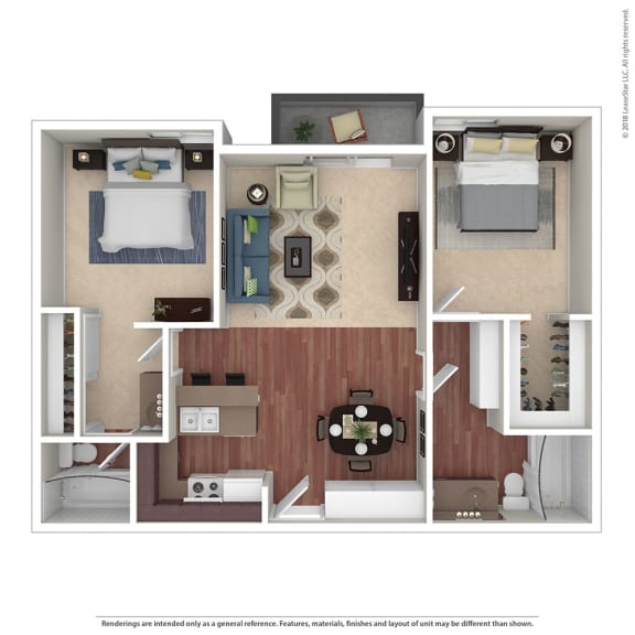 2BR/2BA 2 Bed 2 Bath Floor Plan at Chatsworth Pointe, Canoga Park, CA, 91304