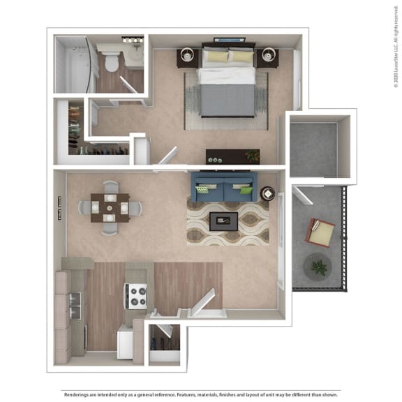 1BR/1BA A Floor Plan at Independence Plaza, Canoga Park