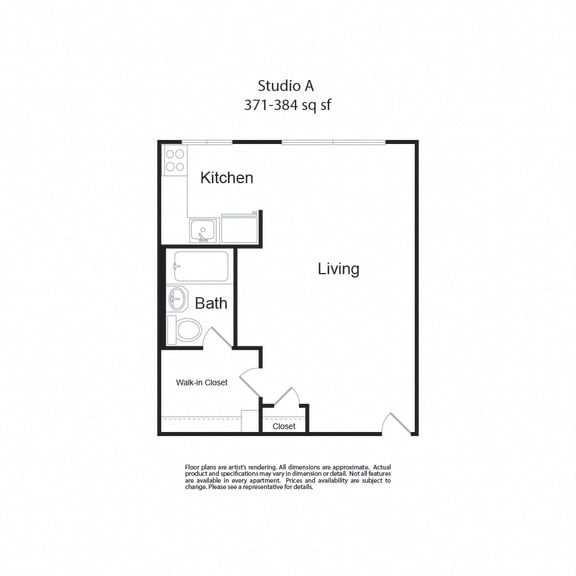 Floor Plan  StudioA studio 371-384sf at Lock Vista, Washington