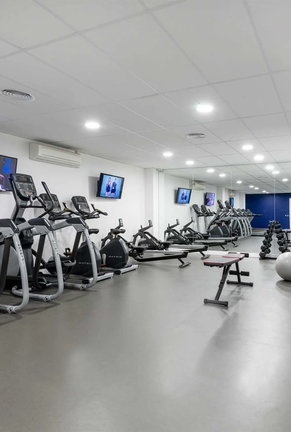 the gym is full of bikes and other exercise equipment