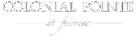 Property logo with decorative script text at Colonial Pointe at Fairview Apartments, Bellevue, Nebraska