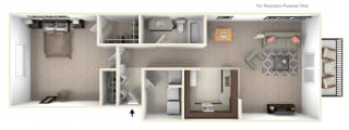 1-Bed/1-Bath, Viola Floor Plan 1-Bed/1-Bath, Viola Floor Plan at LakePointe Apartments, Batavia