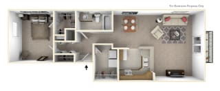 1-Bed/1-Bath, The Sarah Floor Plan at Prairie Lakes Apartments, Peoria