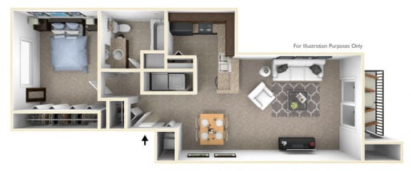 1-Bed/1-Bath, Coneflower Floor Plan at Killian Lakes Apartments and Townhomes, Columbia, South Carolina