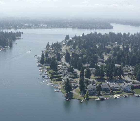 an aerial view of lake tahoe