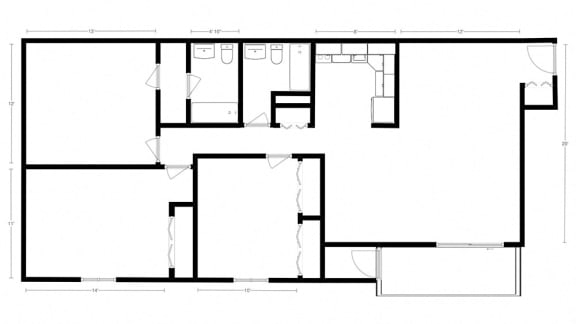 Lilly Garden Apartments Three Bedroom Floor Plan