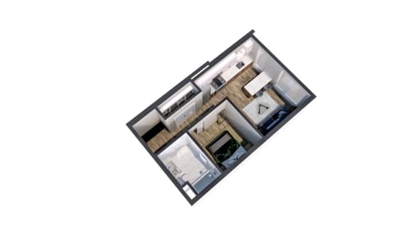 Bryant one bedroom 3D floorplan at The Central