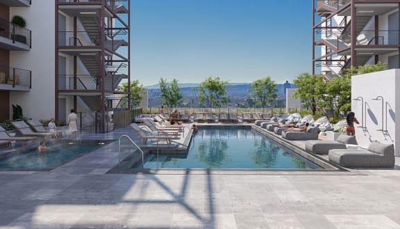 a rendering of the pool at the residences at omni louisville apartments