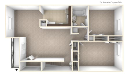 Premier 2 bedroom Floor Plan at Williamsburg Estates, Harrisburg
