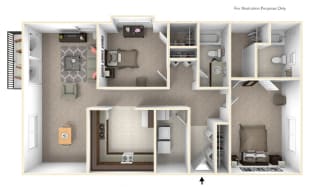 2-Bed/2-Bath, Watsonia Floor Plan 2-Bed/2-Bath, Watsonia Floor Plan at LakePointe Apartments, Batavia, Ohio