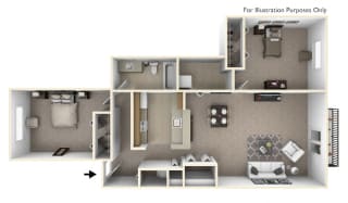 2-Bed/1-Bath, Azalea Floor Plan 2-Bed/1-Bath, Azalea Floor Plan at Portsmouth Apartments, Novi, MI, 48377