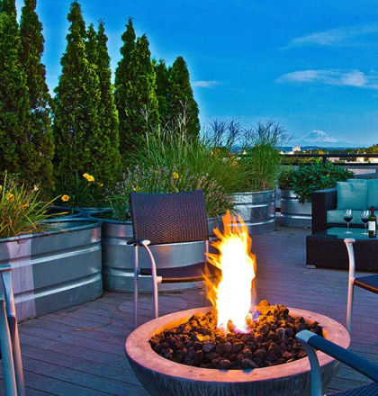 Outdoor Living Area Fire Pits at The Corydon, Seattle, Washington