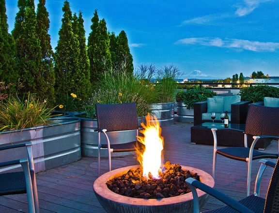 Outdoor Living Area Fire Pits at The Corydon, Seattle, Washington