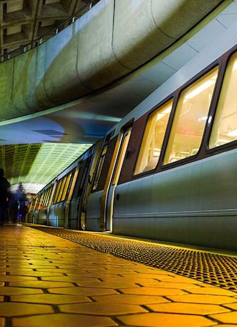 A train is parked at the station.