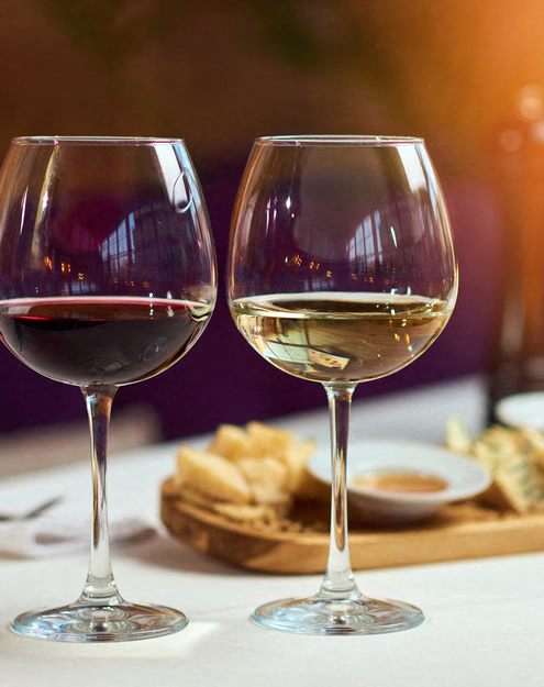 Two glasses of wine at Casa de Luna Apartments, North Carolina