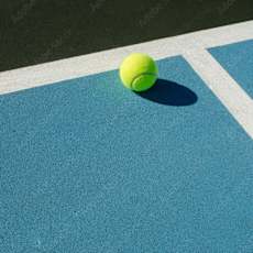 A tennis ball is on a blue court at Forestplace Apartment Homes, Forest Grove, OR, 97116