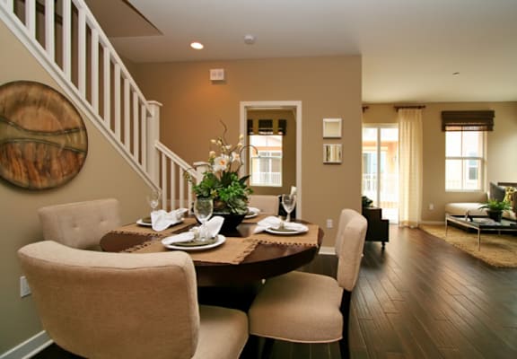 this is a photo of a dining room in a 1 bedroom apartment at deer hill apartments in
