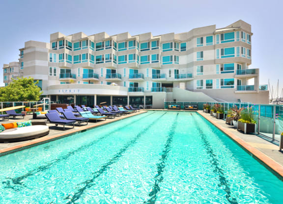 Heated saltwater lap pool  at Esprit Apartments, California, 90292