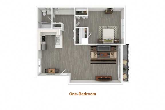 a stylized floor plan of a one bedroom apartment