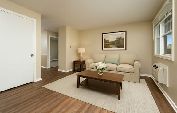 Living room space at Carriage Place Apartments in Huntington, IN.