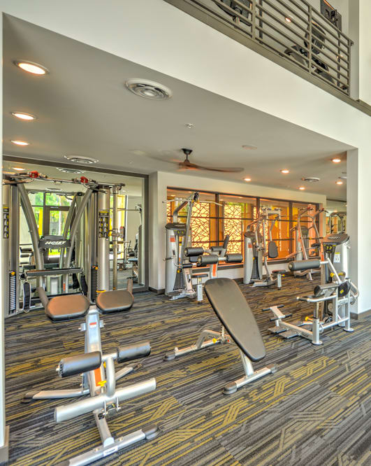 Fitness Center with Cardio Machines at Fusion Apartments in Jacksonville, FL 32256